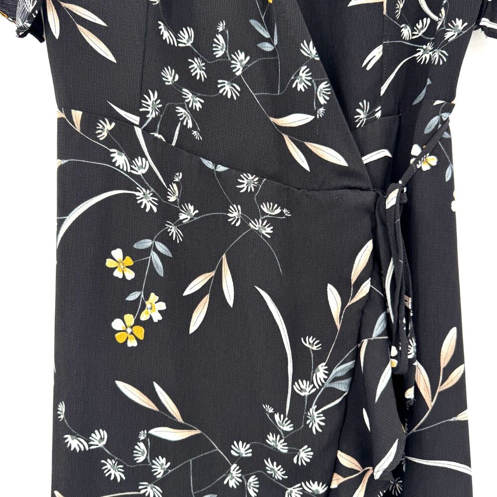 Lulu's Black Floral High-Low Wrap Dress with Ruffle Hem - Picture 5 of 10